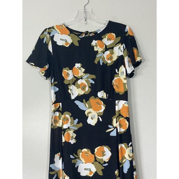 Rue Stiic Carter Split Floral Print Dress Size XS Open Back Midi Marigold Slit - Picture 2 of 8